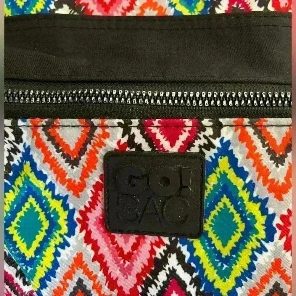 GO! SAC Backpack Colorful Geometric Side Pockets Black Straps